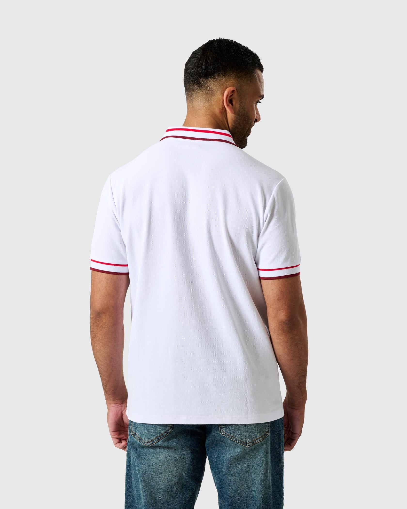 NFFC Old School White Zip Polo - Nottingham Forest FC
