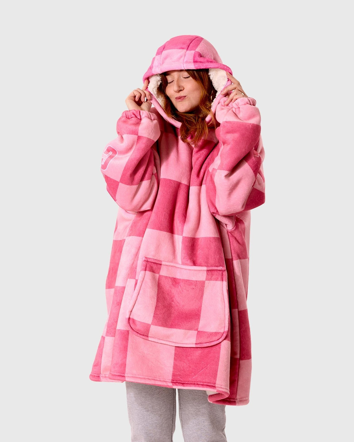 NFFC Pink Checkerboard Sherpa Hoodie - Nottingham Forest FC