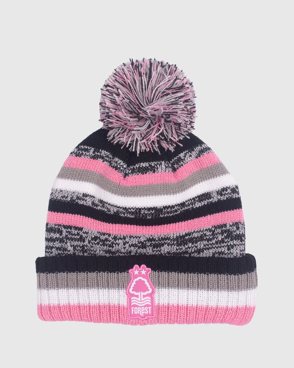 NFFC Pink Forest Stripe Bobble Hat - Nottingham Forest FC