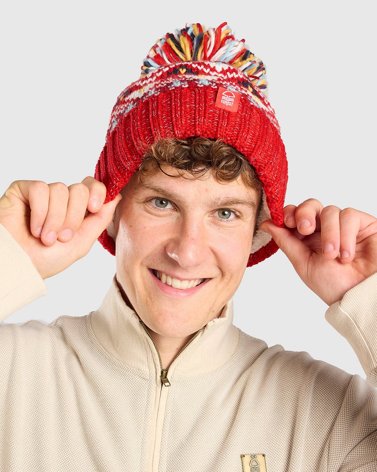 NFFC Red Fairisle Reflective Super Bobble - Nottingham Forest FC