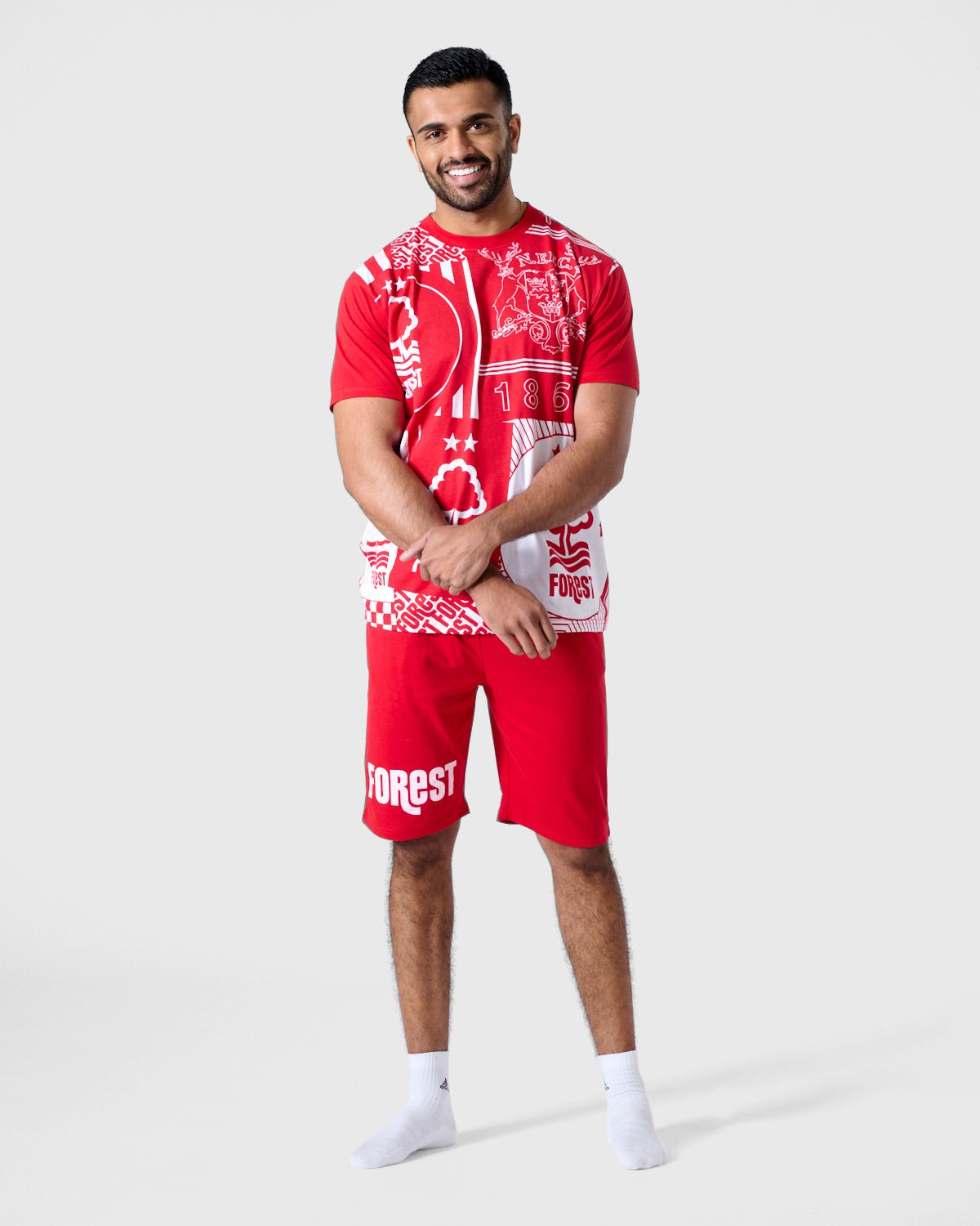 NFFC Red Short Sleeve Flag Pyjama Set - Nottingham Forest FC