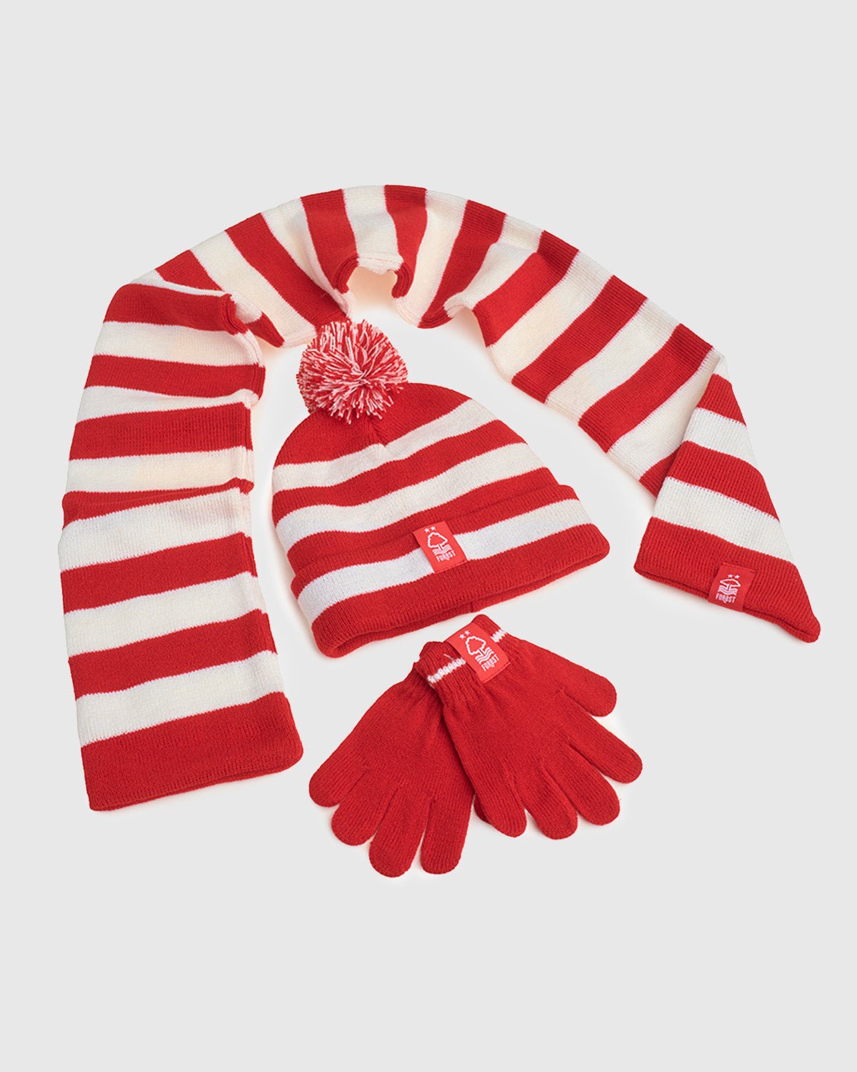 NFFC Red Striped Kids Winter Accessories Set - Nottingham Forest FC