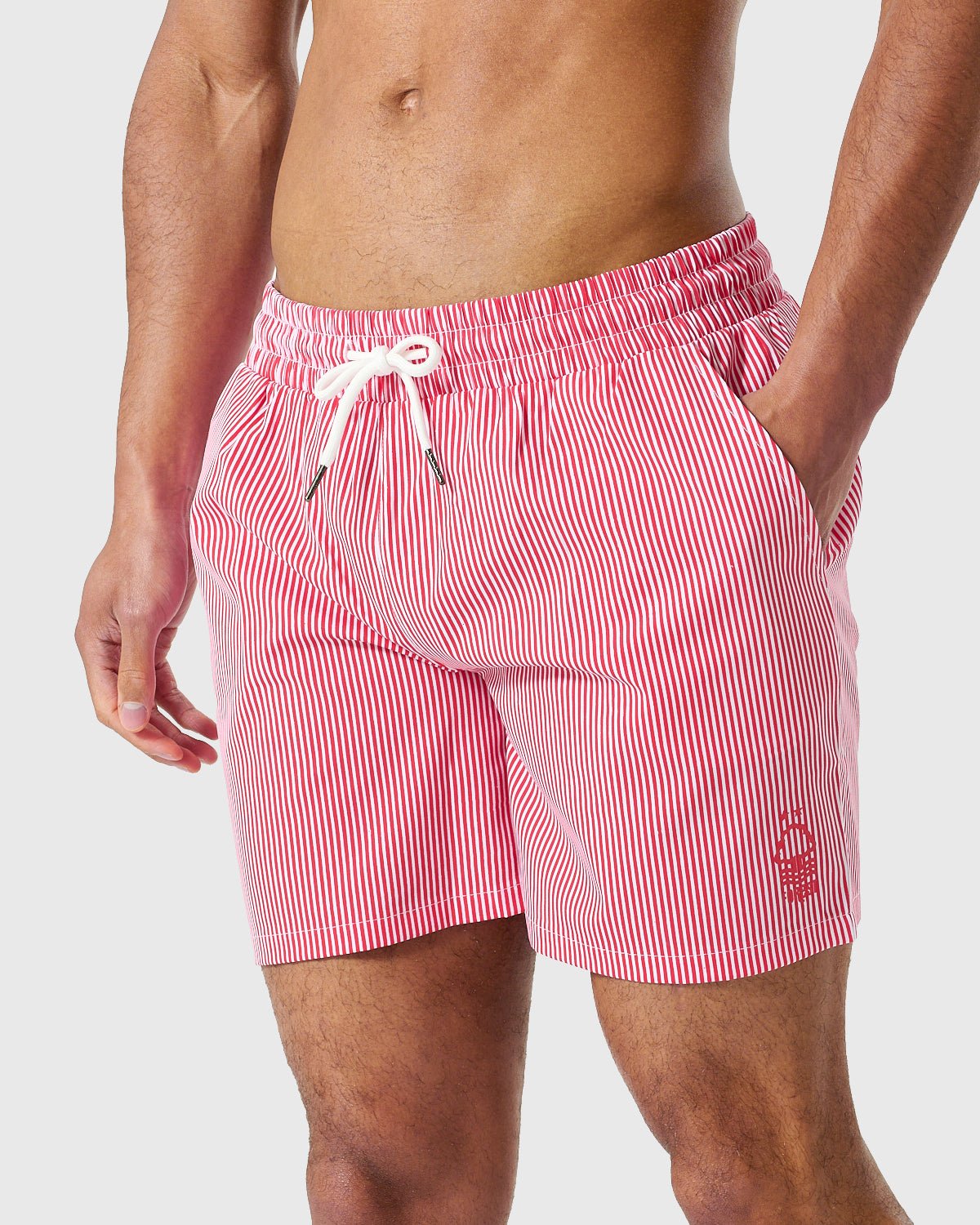 NFFC Red & White Striped Swim Shorts - Nottingham Forest FC