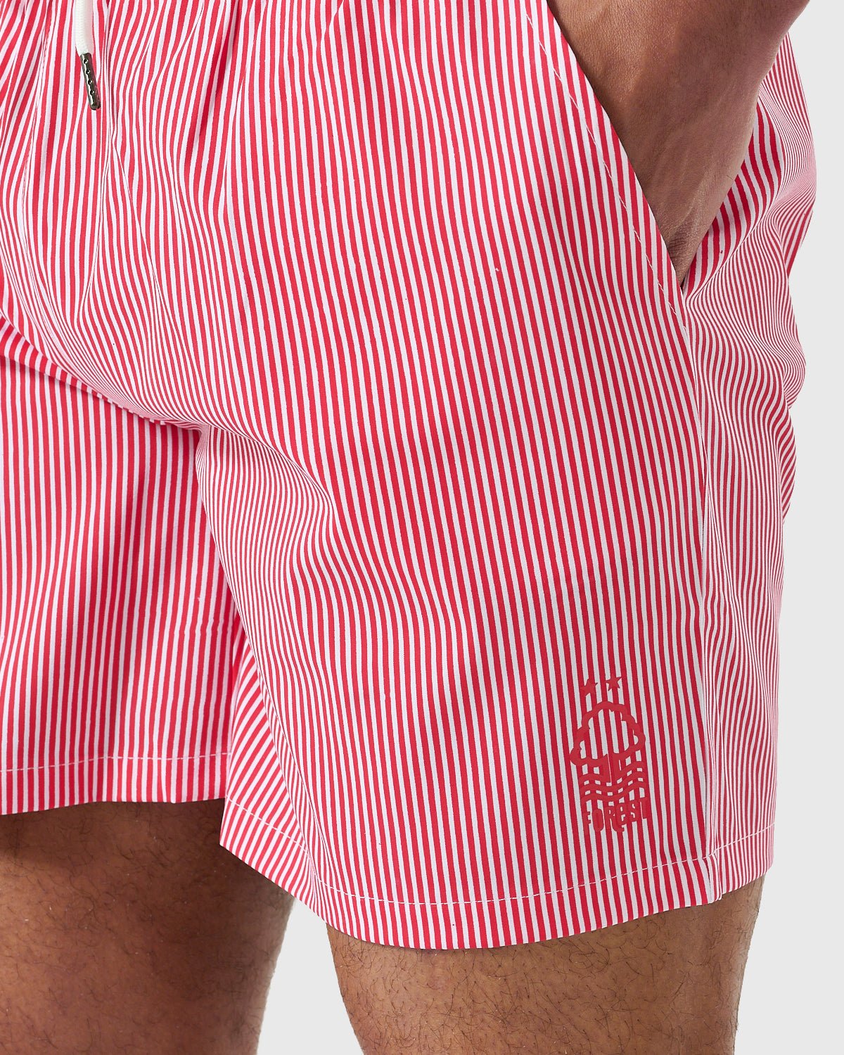 NFFC Red & White Striped Swim Shorts - Nottingham Forest FC