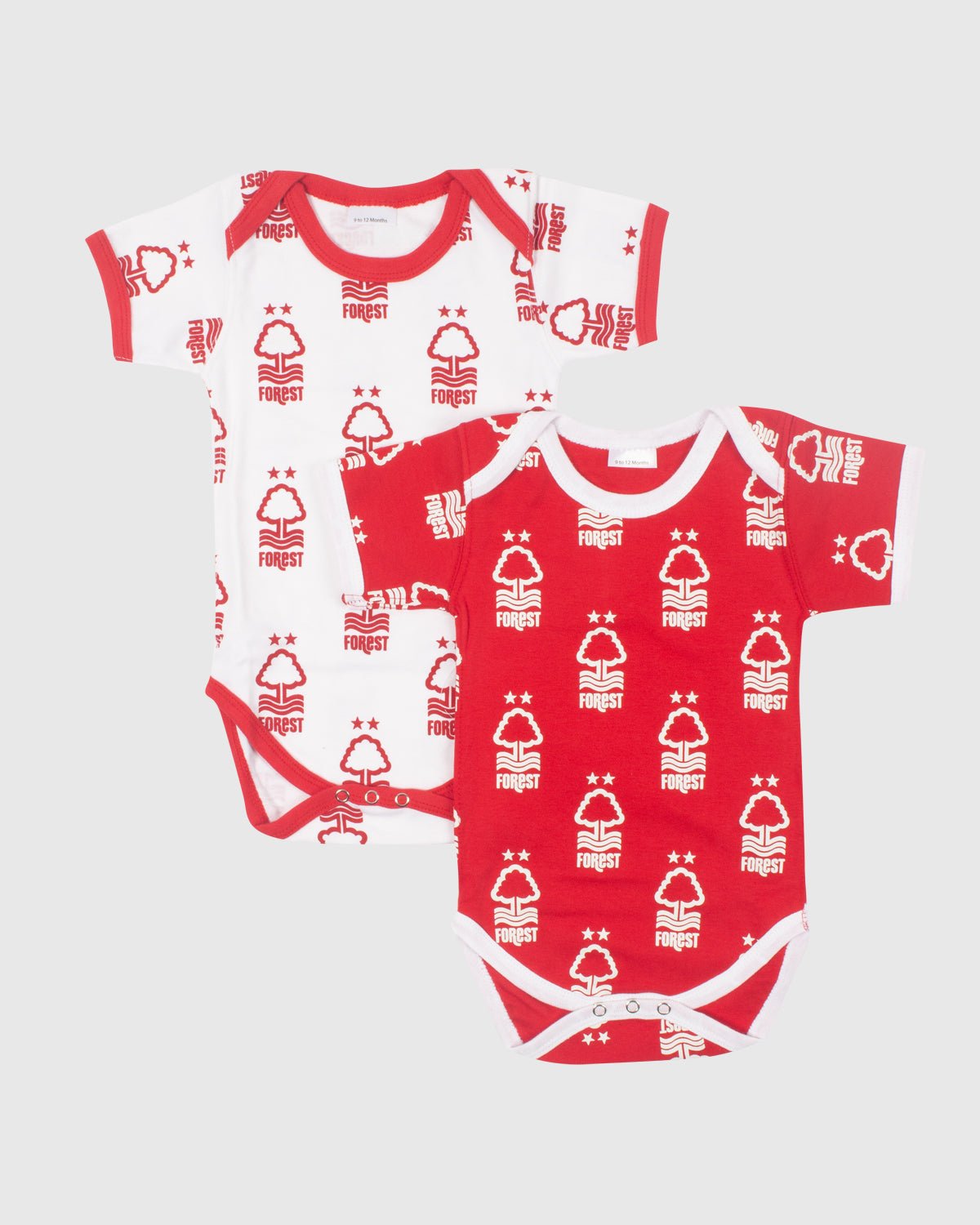 NFFC Red/White AOP Crest Babygrow - 2 Pack - Nottingham Forest FC