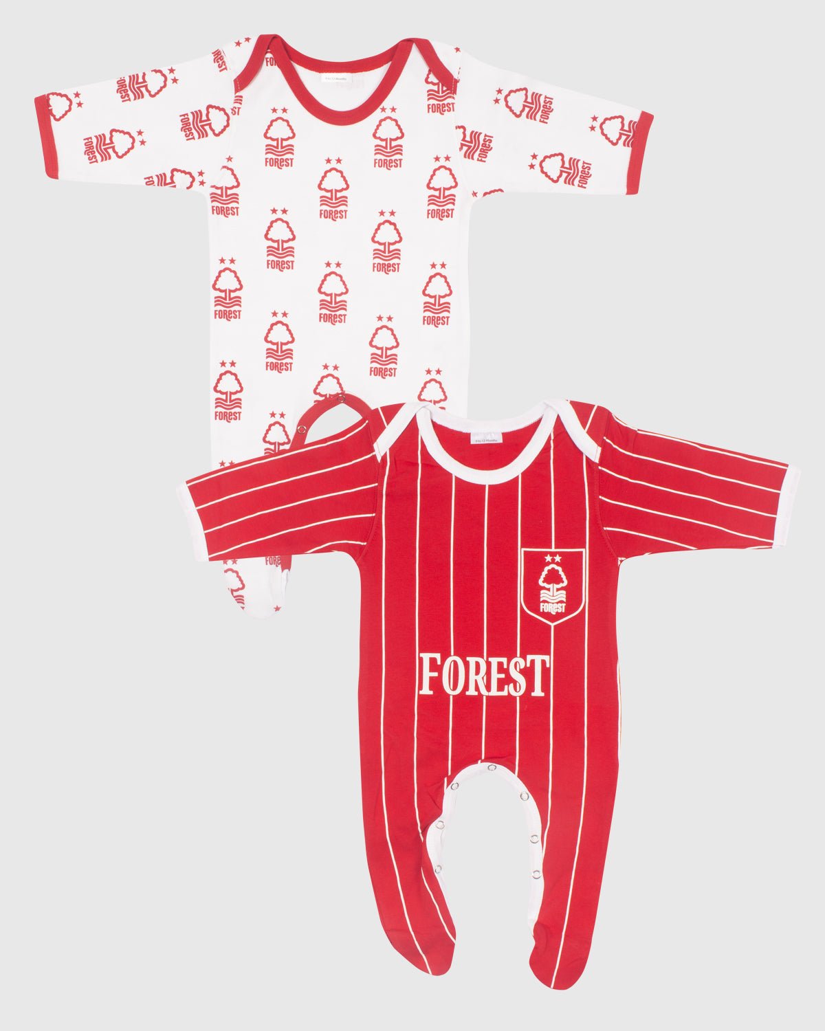 NFFC Red/White AOP Crest Sleepsuit - 2 Pack - Nottingham Forest FC