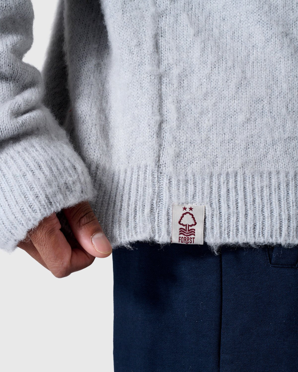 NFFC Silver Brushed Knit Crewneck Sweater - Nottingham Forest FC
