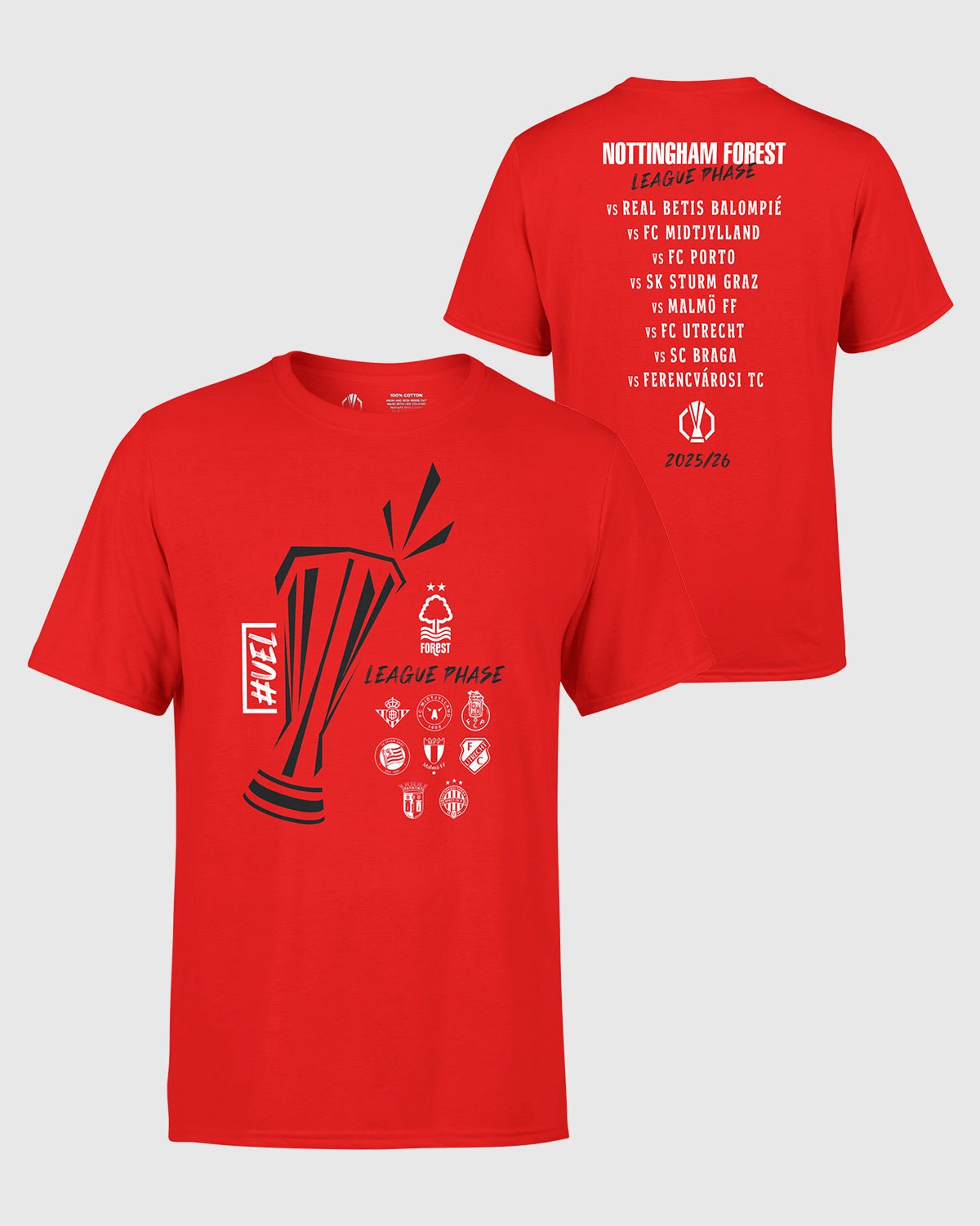 NFFC UEL 25/26 League Phase Graphic Red T-Shirt - Nottingham Forest FC