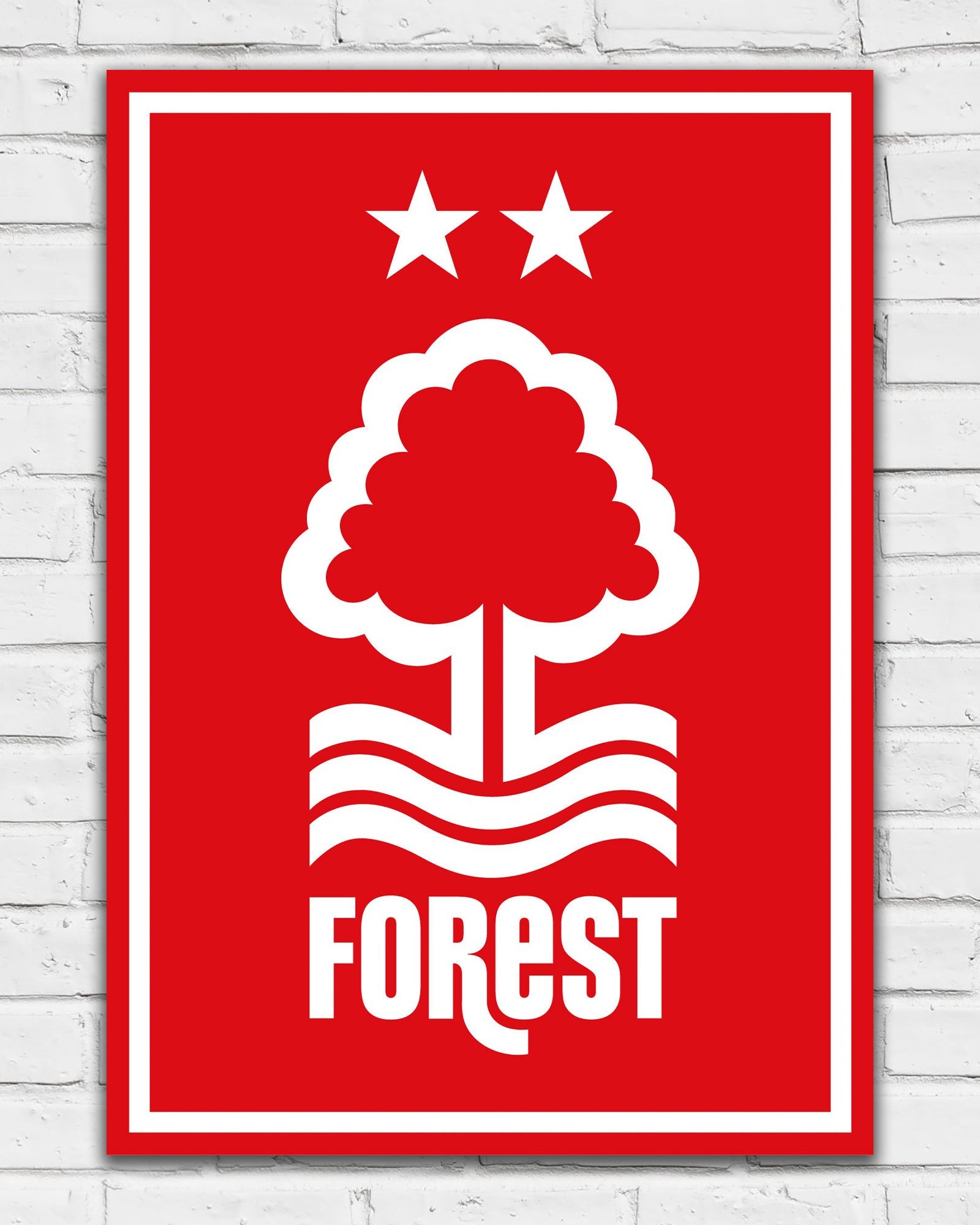 NFFC White Crest Red Background Print - Framed/Unframed - Nottingham Forest FC