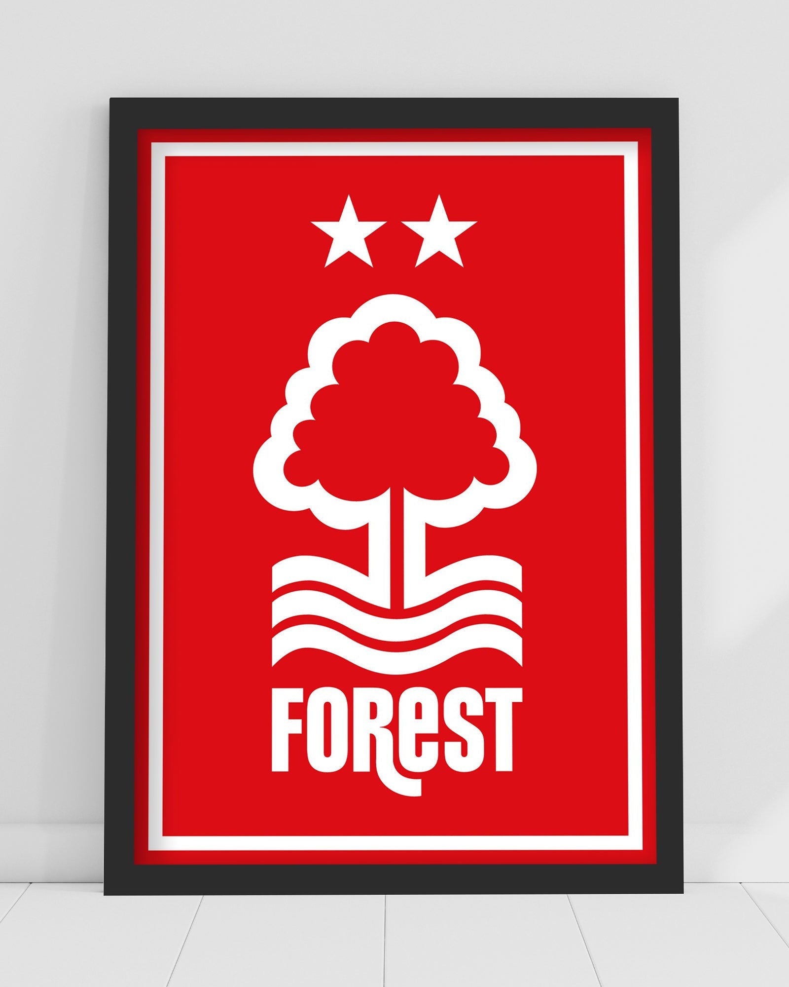 NFFC White Crest Red Background Print - Framed/Unframed - Nottingham Forest FC