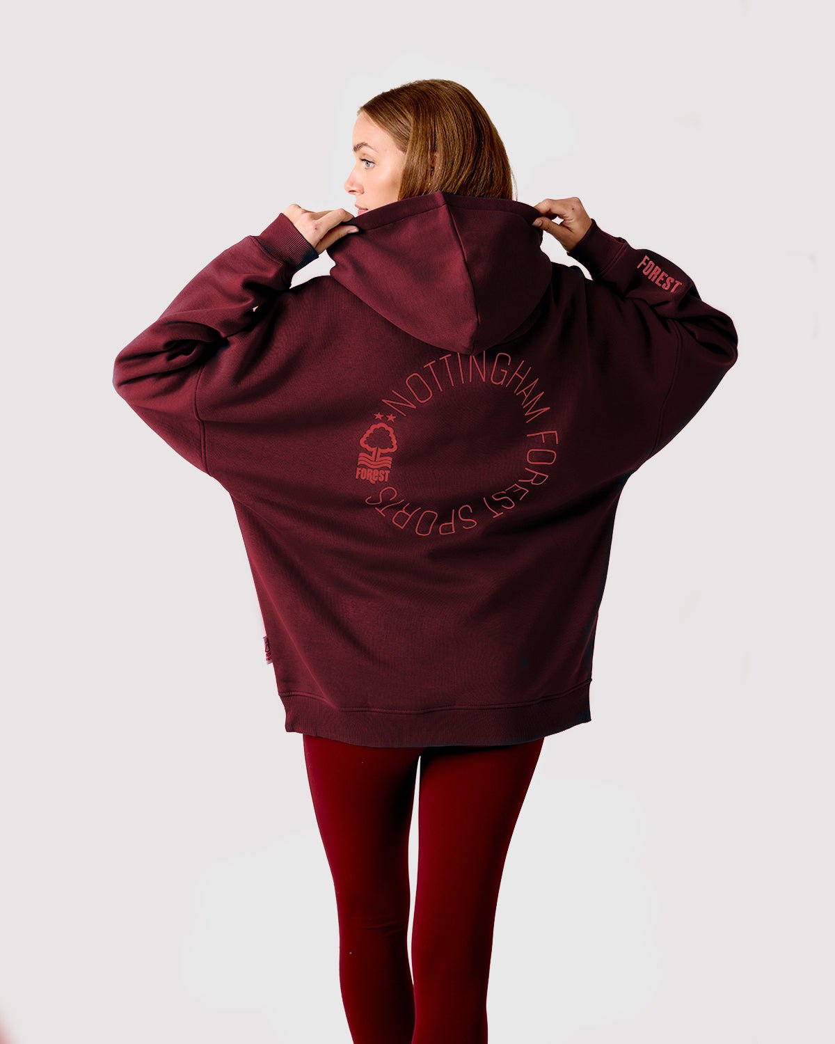 NFFC Women's Oversized Burgundy Hoodie - Nottingham Forest FC