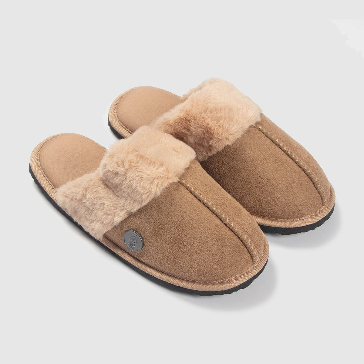 NFFC Women's Tan Faux Fur Slippers Nottingham Forest FC