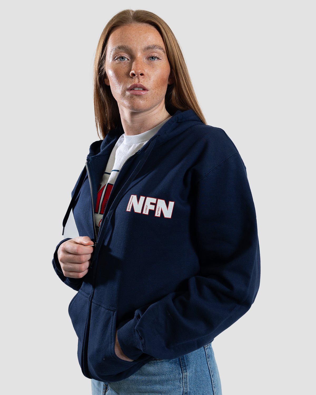 NFN Navy Court Print Zip Hoodie - Nottingham Forest FC