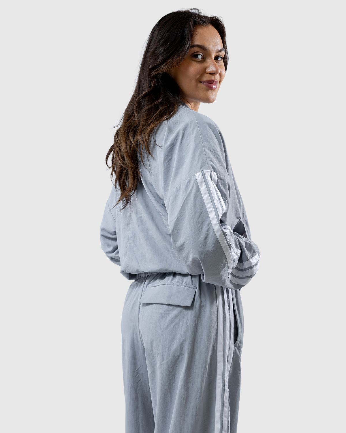 NFFC adidas Women's Silver 3-Stripe Bomber