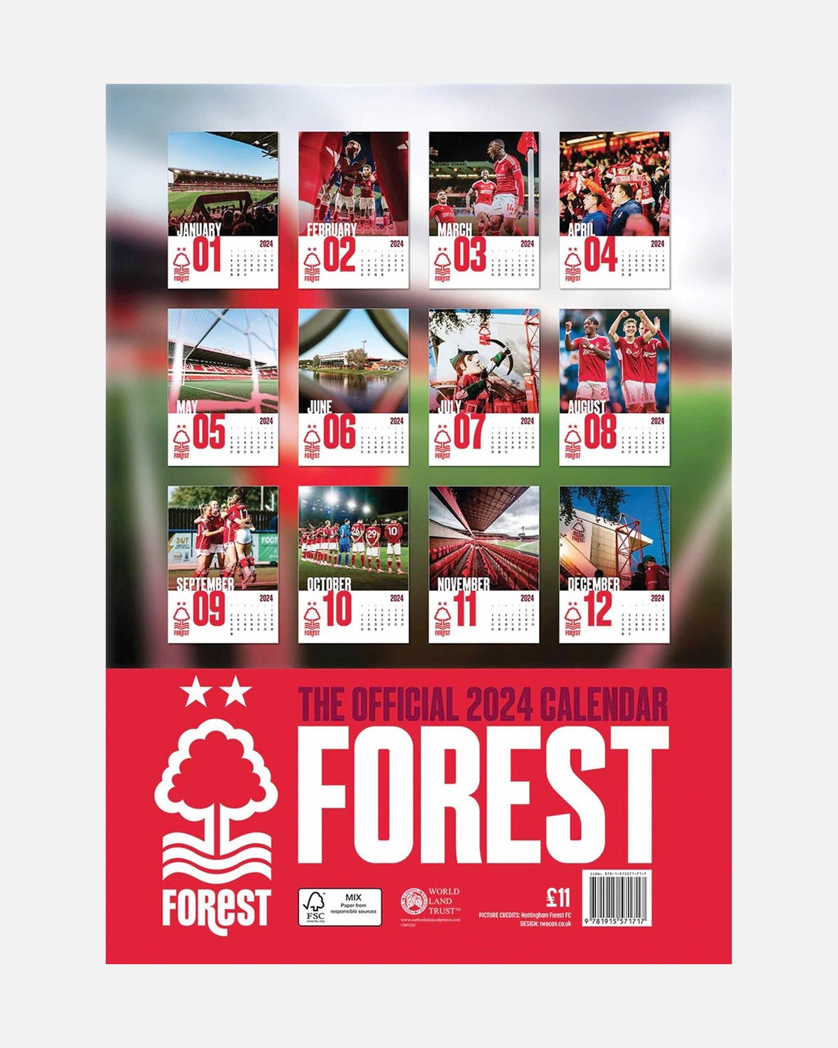 NFFC 2024 A3 Calendar - Nottingham Forest FC