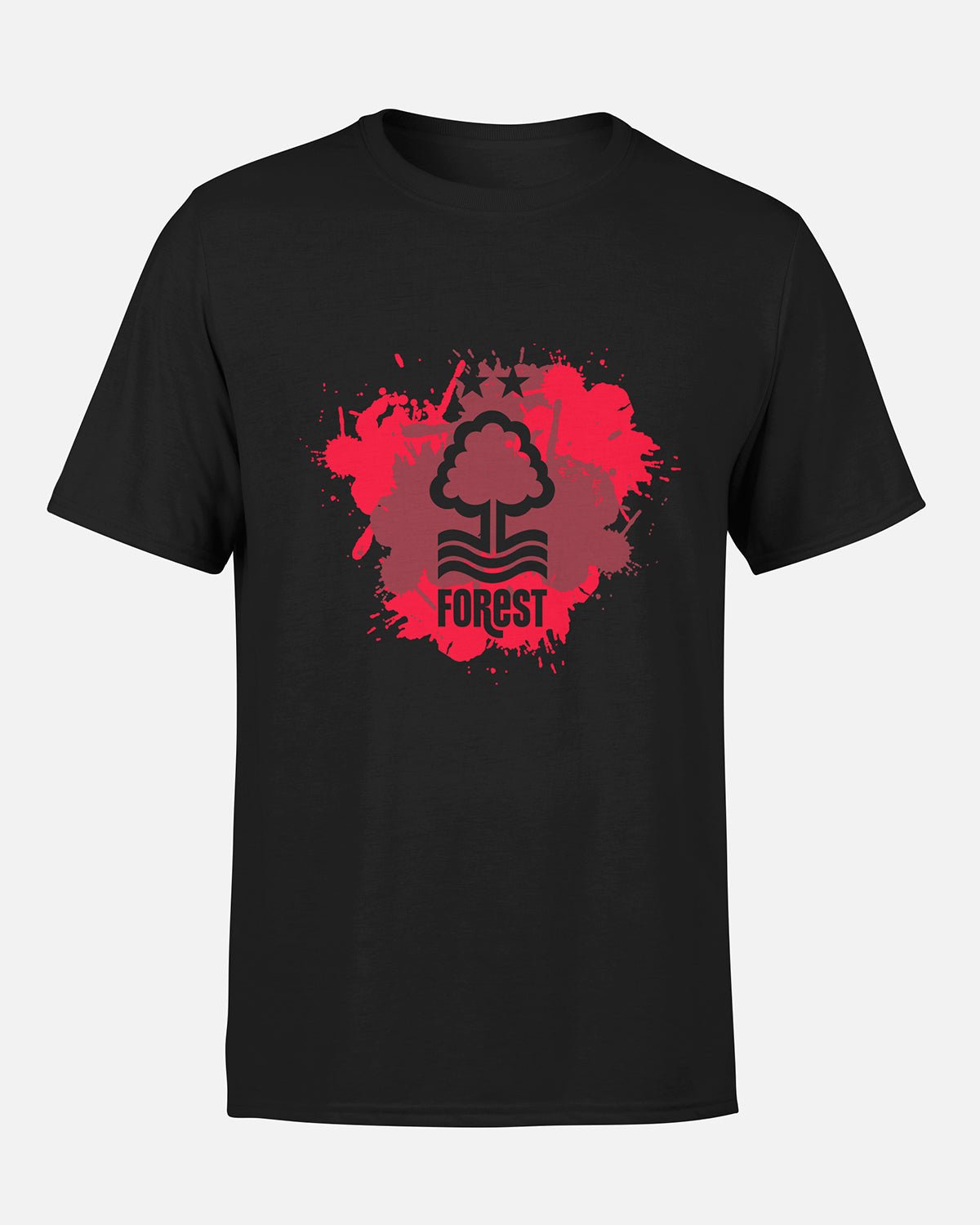 NFFC Adult Black Splatter Print T-Shirt - Nottingham Forest FC