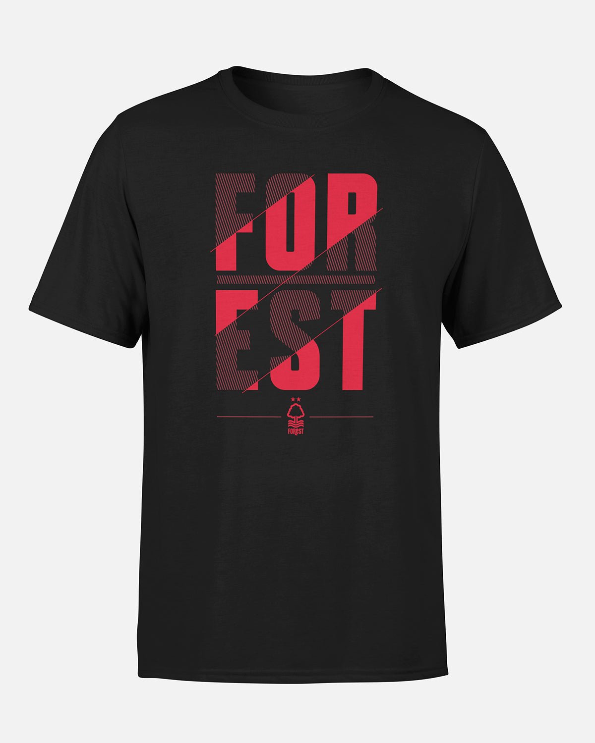 NFFC Adult Black Stacked Forest T-Shirt - Nottingham Forest FC