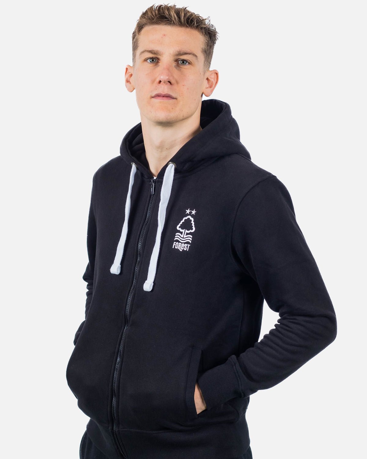 NFFC Adults Black Full Zip Hoodie - Nottingham Forest FC