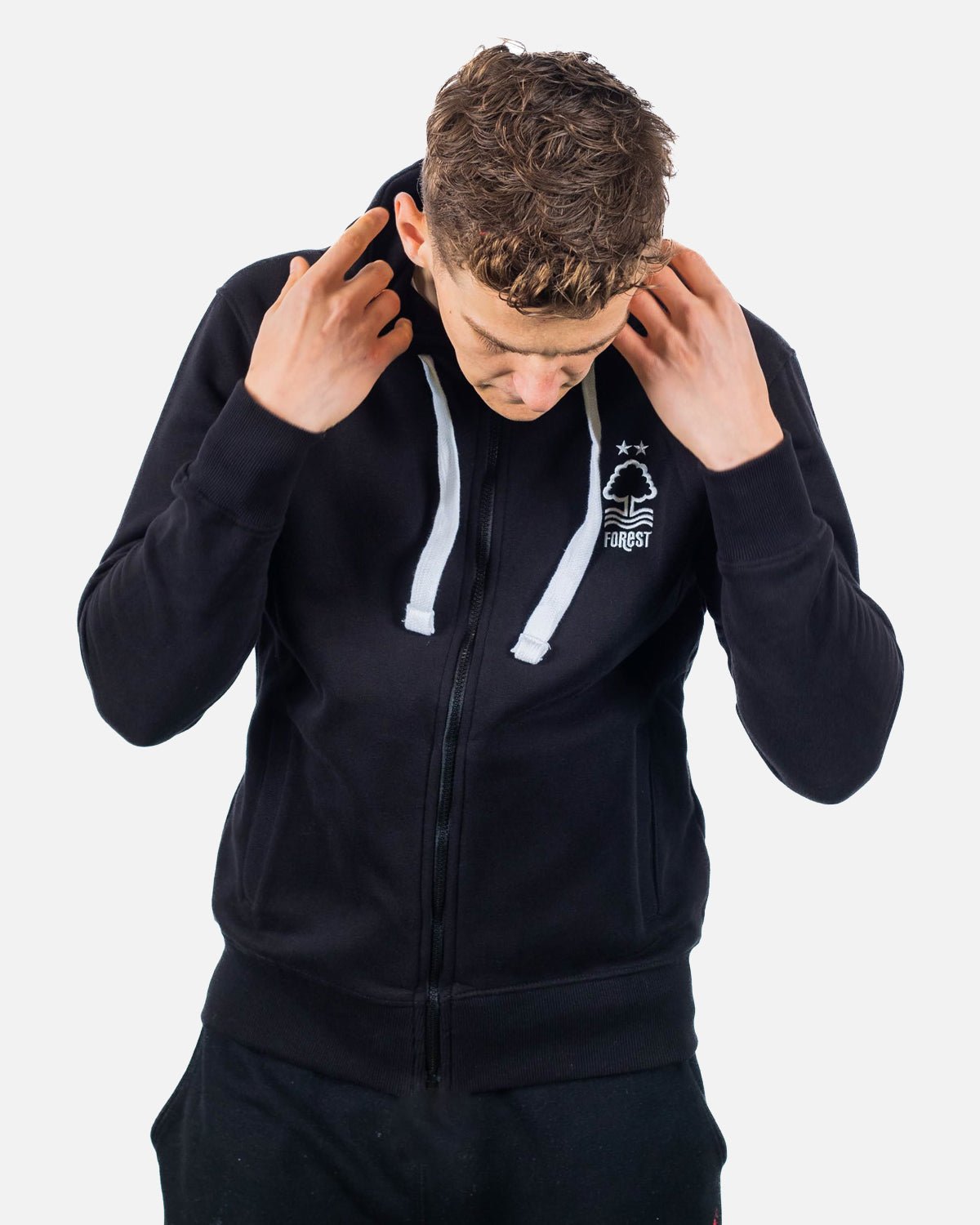 NFFC Adults Black Full Zip Hoodie - Nottingham Forest FC