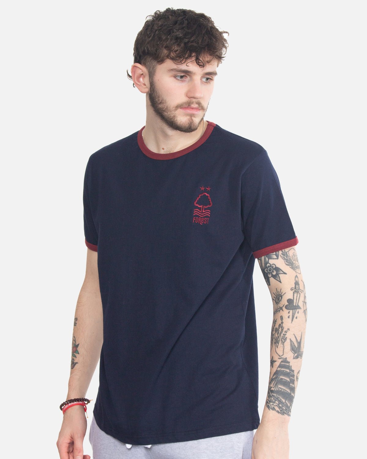 NFFC Adults Navy Ringer T-Shirt - Nottingham Forest FC
