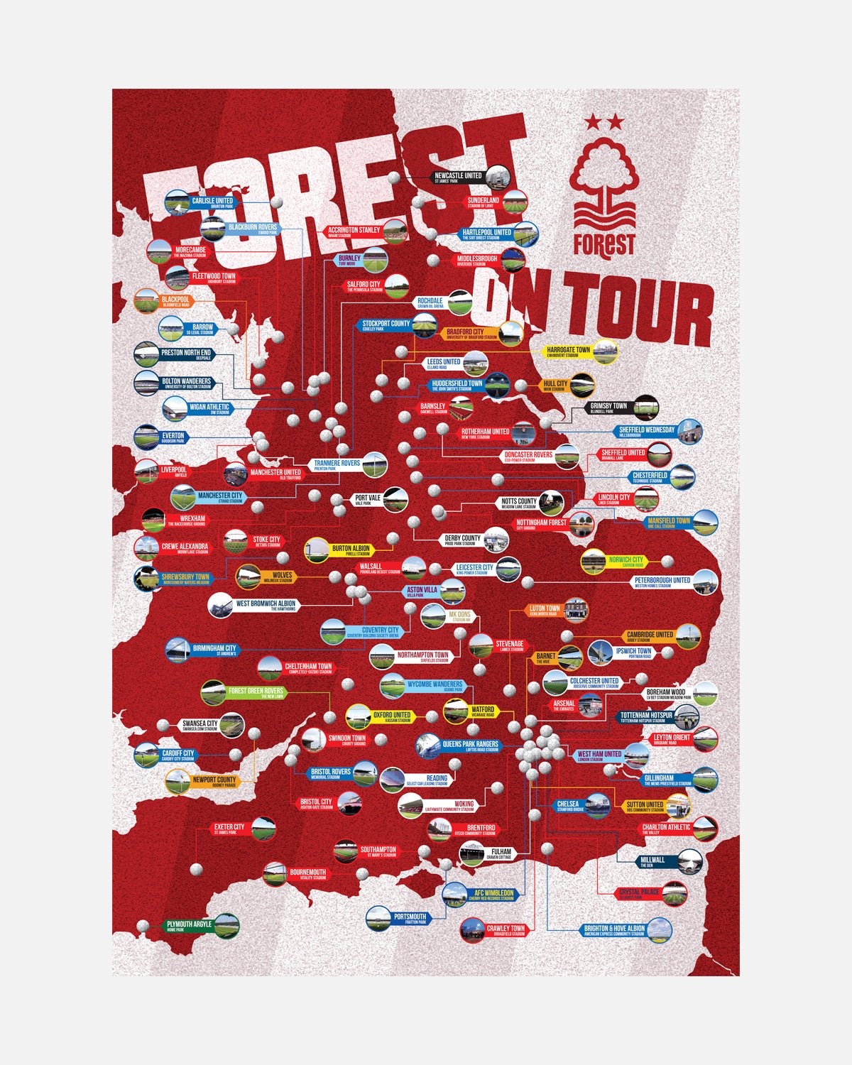 NFFC Forest On Tour Scratch Map - Nottingham Forest FC
